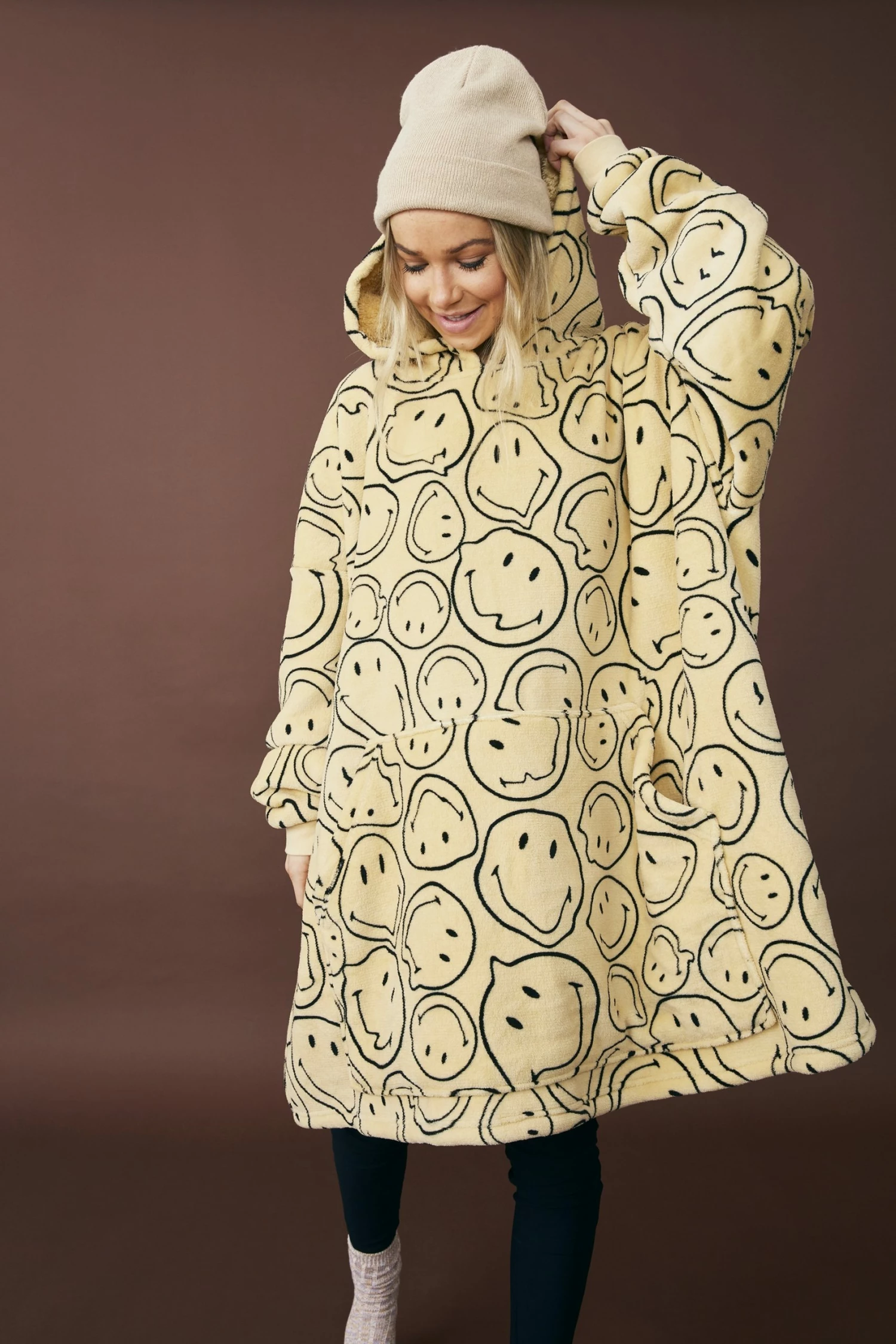 Typo Smiley Slounge Around Oversized Hoodie - Image 2