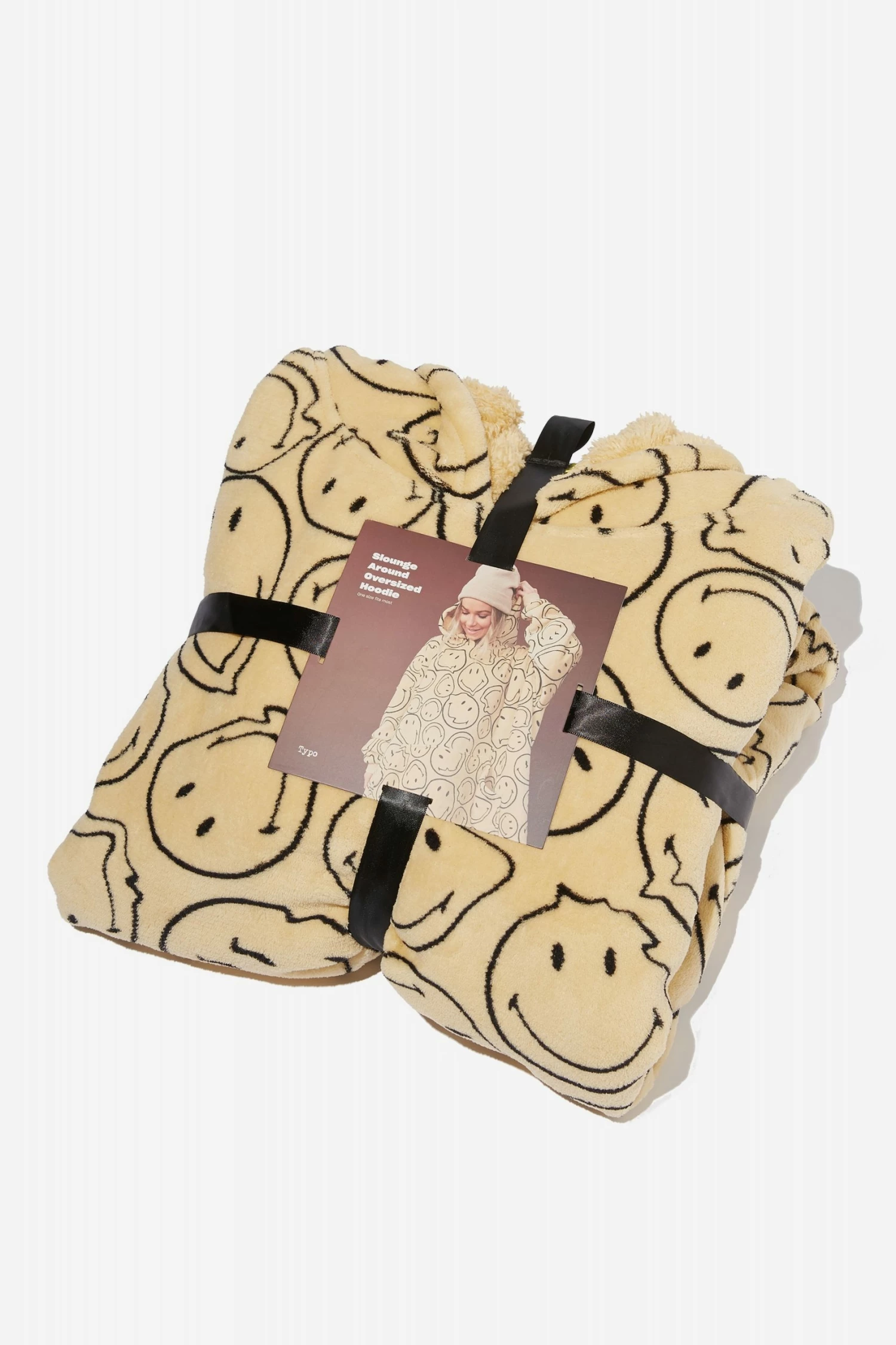 Typo Smiley Slounge Around Oversized Hoodie - Image 4